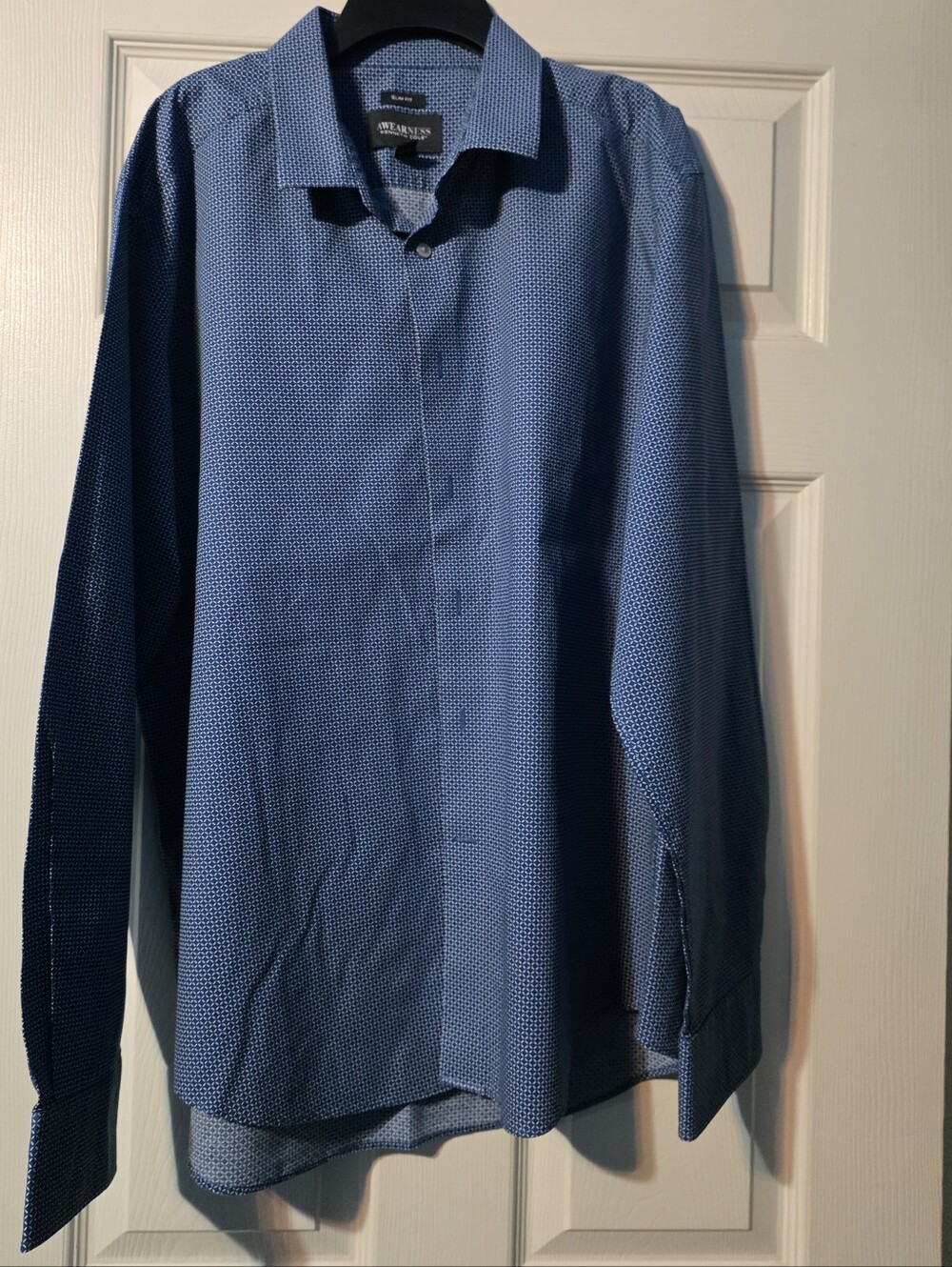 ❣️SALE❣️ Kenneth Cole Casual Longsleeve Blue And White Slim Fit Dress Shirt | XL